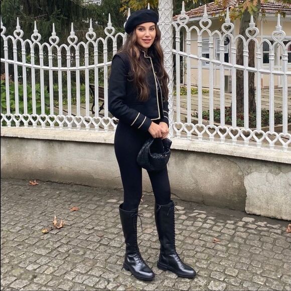 ZARA CROPPED JACKET WITH GOLD DETAILS - Picture 5 of 13